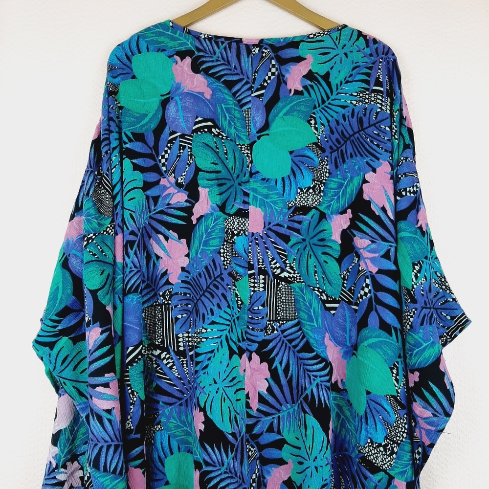 Jeweled Caftan Beach Cover Up Tropical Flora… - Picture 12 of 12